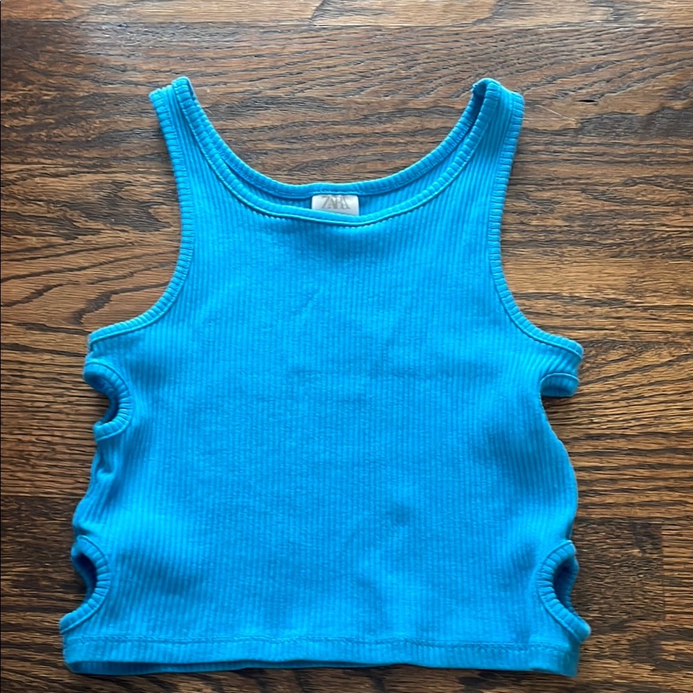Zara Bright Blue Ribbed Top